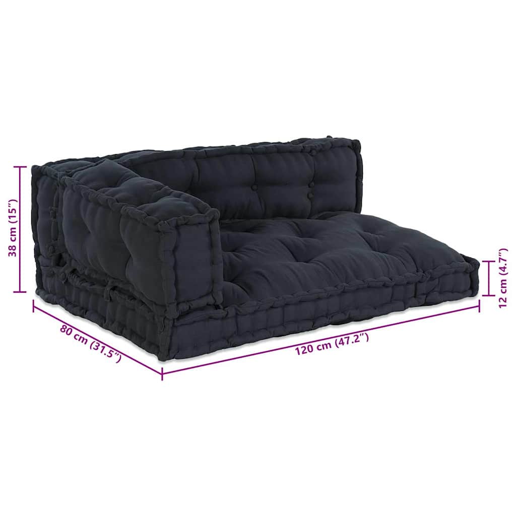 Cuscino per Divano Pallet 3 pcs Antracite 120 x 80 x 38 cm | homemem39