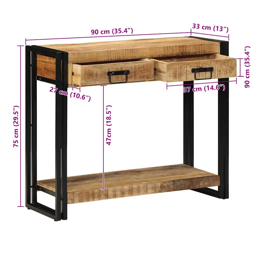 Tavolo consolle Marrone 90 x 33 x 75 cm Legno di mango massello | homemem39