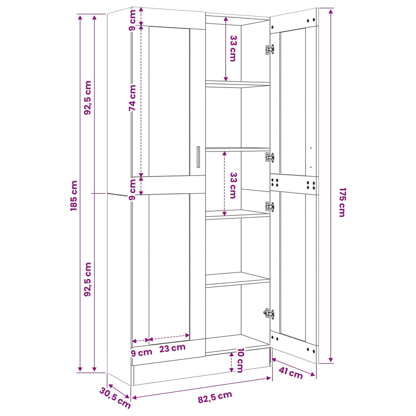 Credenza Legno Antico 82,5x30,5x185 cm in Truciolato | homemem39