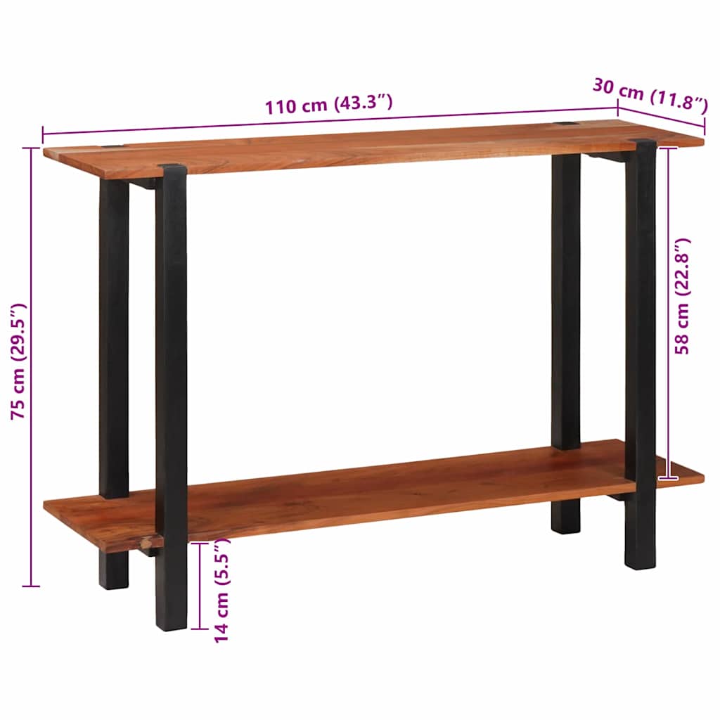 Tavolo consolle con lo scaffale Marrone 110 x 30 x 75 cm