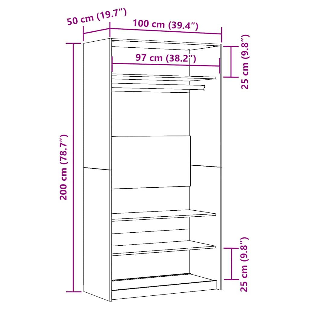 Armadio Legno Antico 100x50x200 cm in Legno Multistrato - homemem39