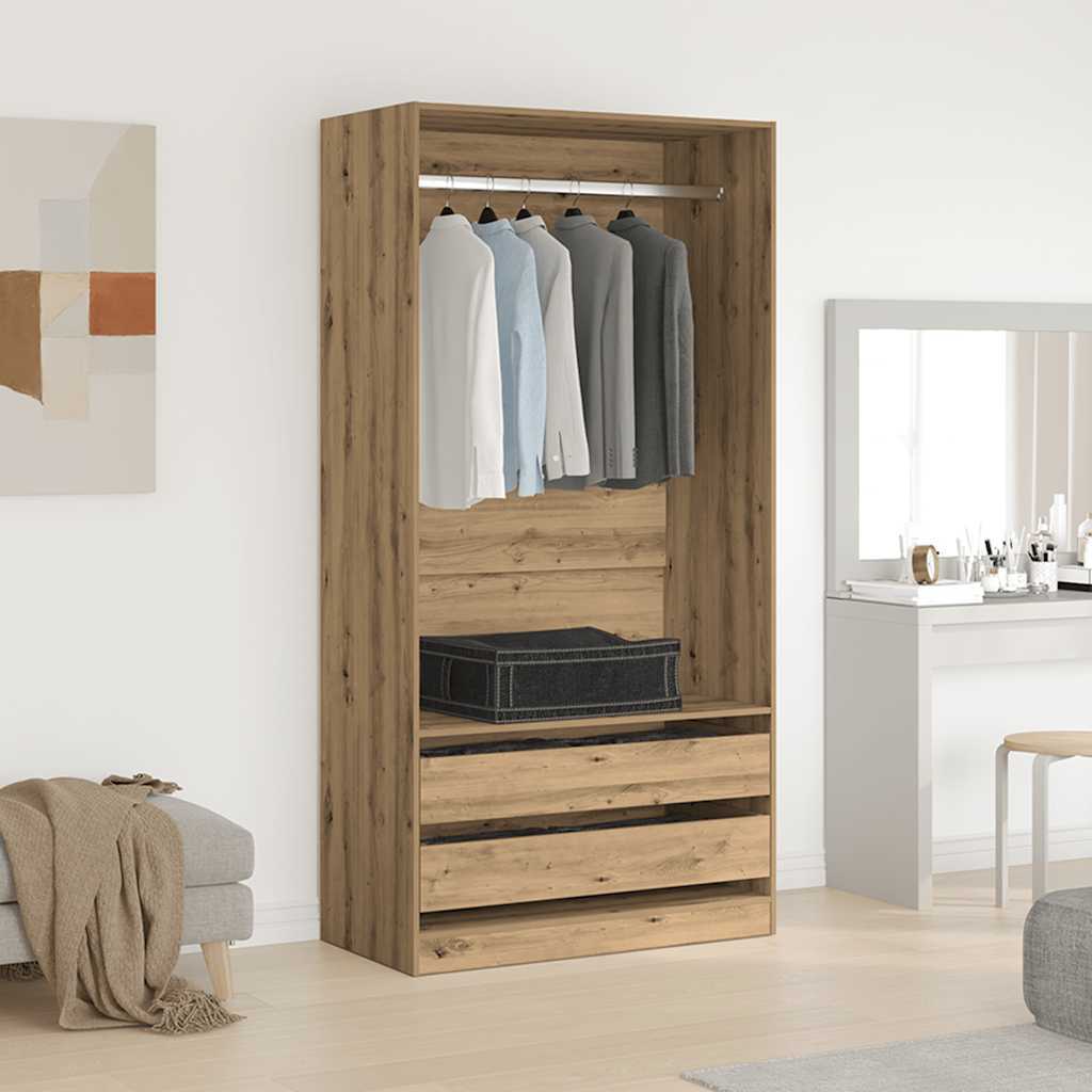 Armadio Rovere Artigianale 100x50x200 cm in Legno Multistrato - homemem39
