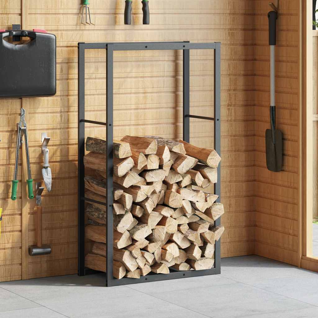 Rastrelliera per Legna da Ardere Nera 110x30x61 cm in Acciaio - homemem39