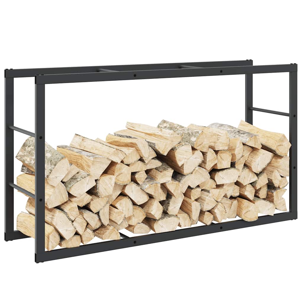 Rastrelliera per Legna da Ardere Nera 110x30x61 cm in Acciaio - homemem39