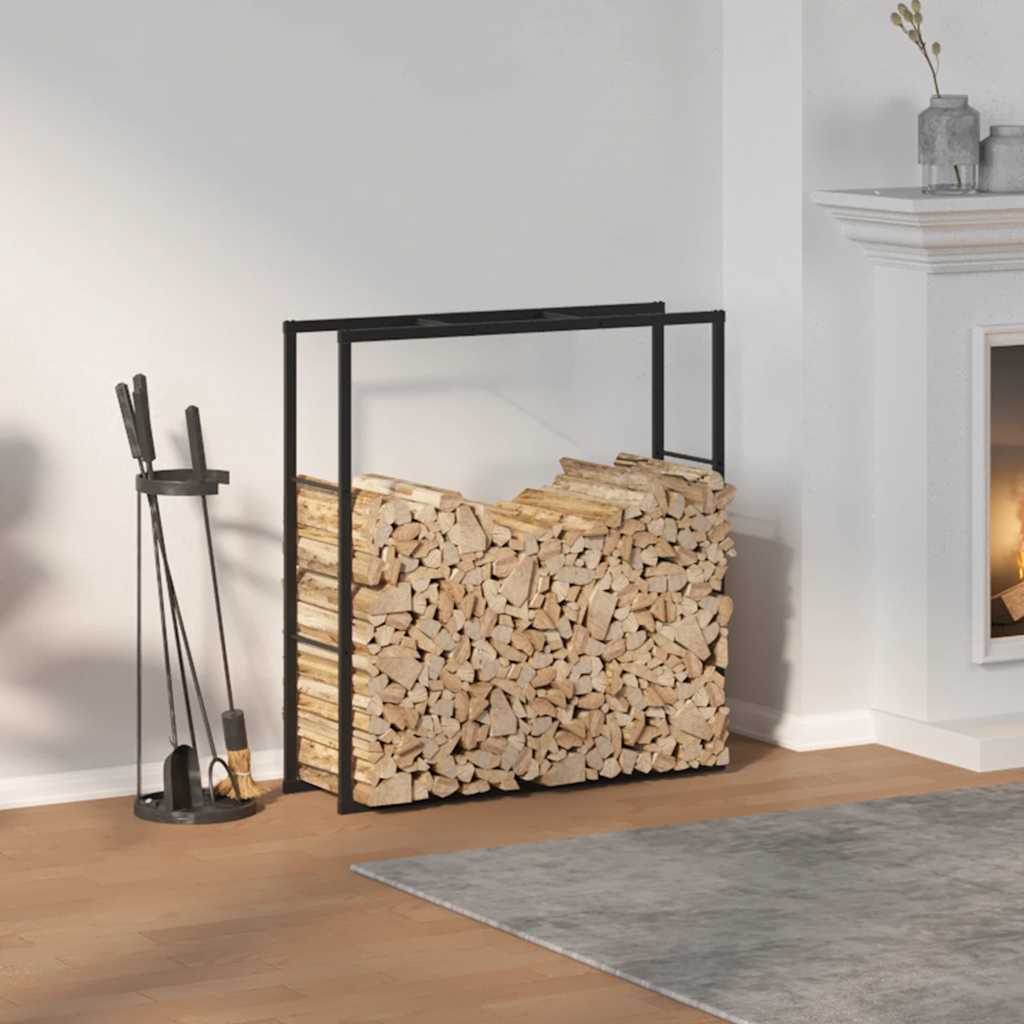 Rastrelliera per Legna da Ardere Nera 110x30x116 cm in Acciaio - homemem39