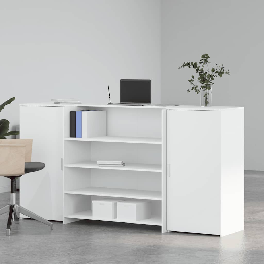 Banco Reception Bianco 200x50x103,5 cm in Legno Multistrato - homemem39