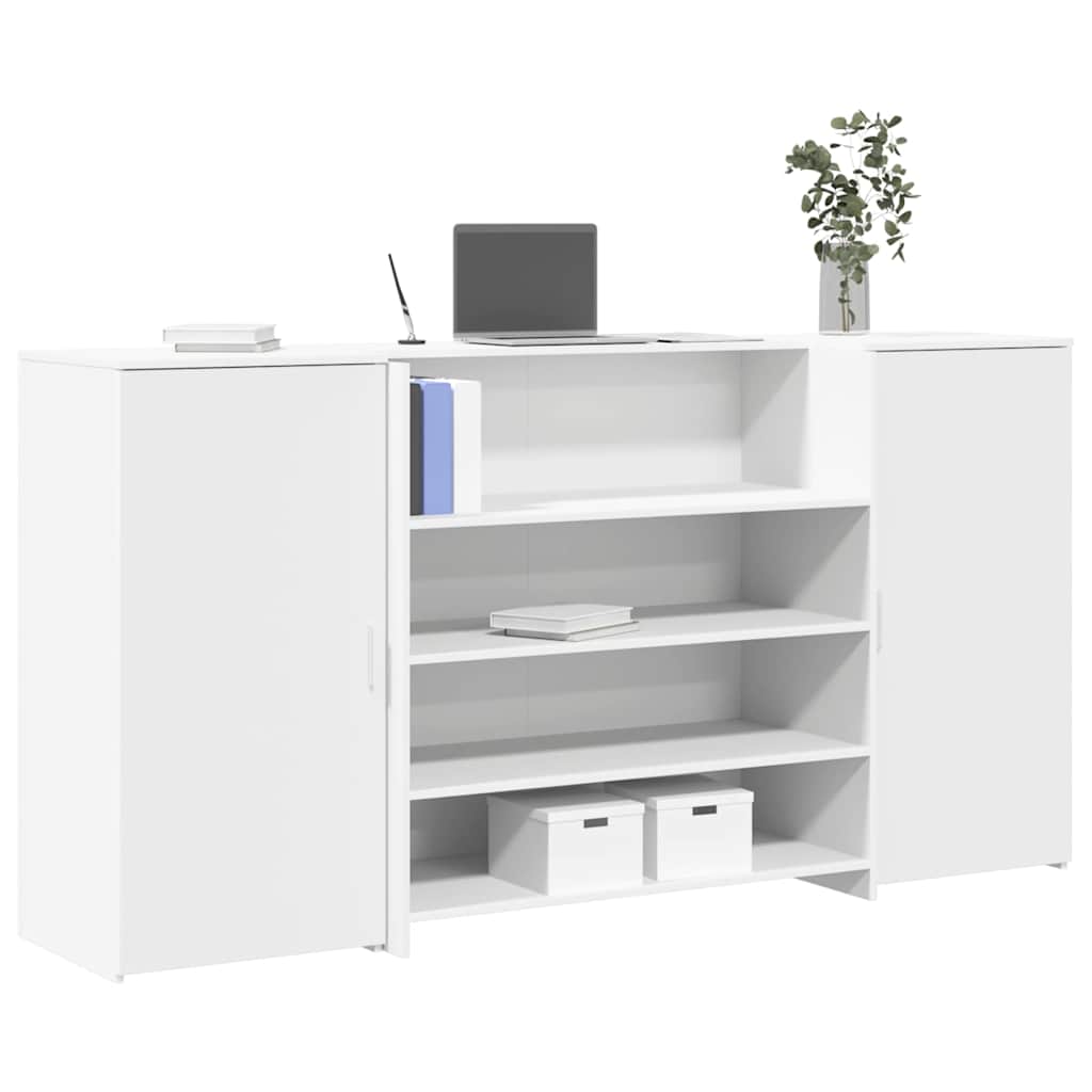 Banco Reception Bianco 200x50x103,5 cm in Legno Multistrato - homemem39