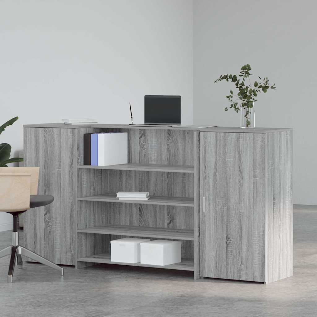 Banco Reception Grigio Sonoma 200x50x103,5 cm Legno Multistrato - homemem39