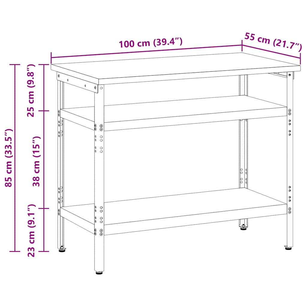 Piano di lavoro con lo scaffale Grigio 100 x 55 x 85 cm | homemem39