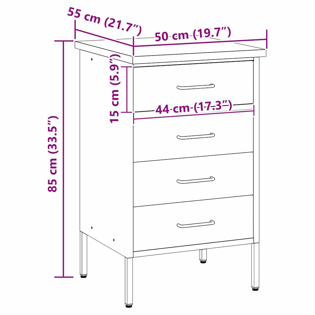Banco da lavoro con cassetto Nero e Grigio 50 x 55 x 85 cm - homemem39
