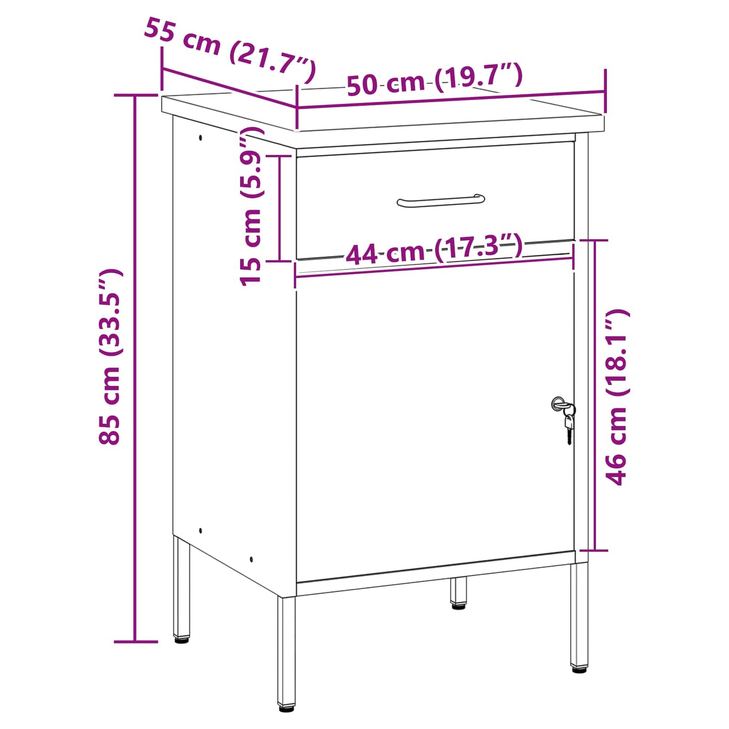 Banco da lavoro con cassetto Nero e Grigio 50 x 55 x 85 cm | homemem39