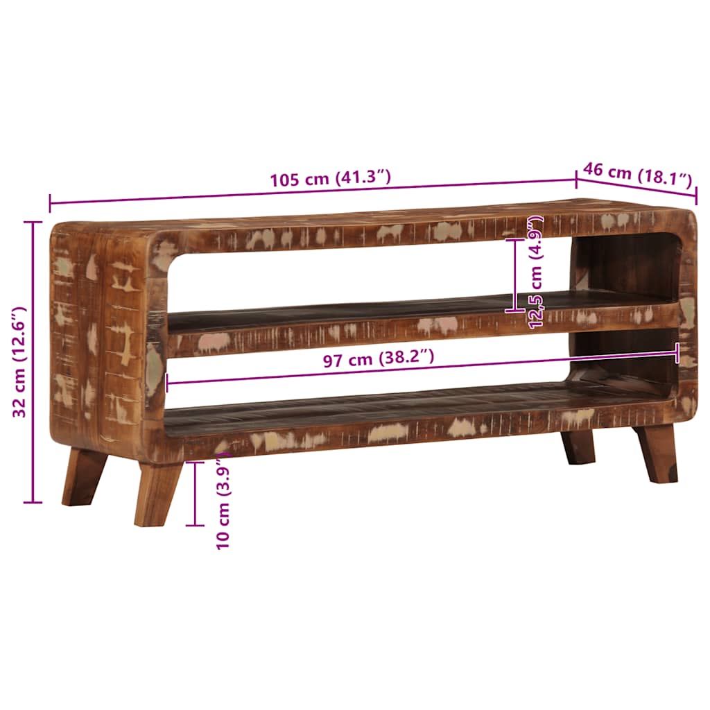 Mobile Porta TV 105x46x32 cm in Legno Massello di Recupero - homemem39