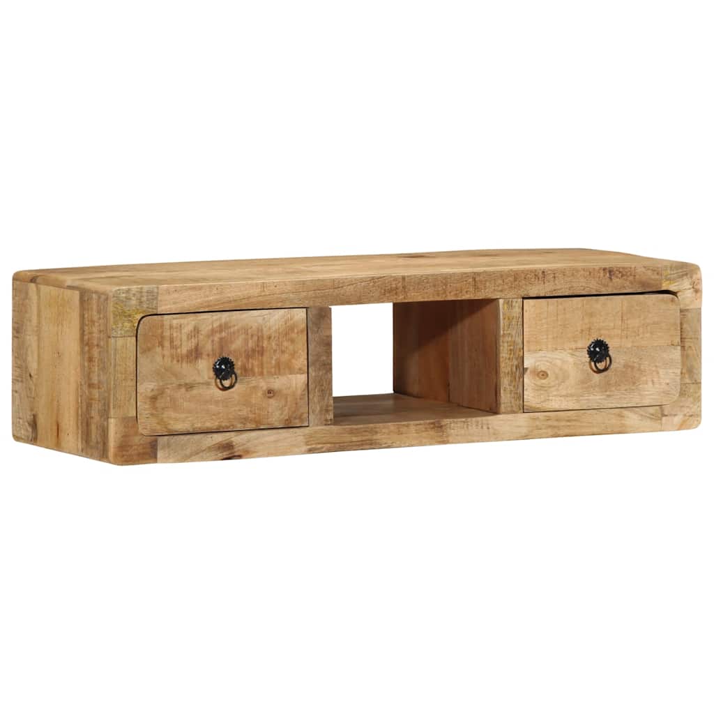Mobile TV a Parete 100x32x25 cm Legno Grezzo Massello di Mango - homemem39