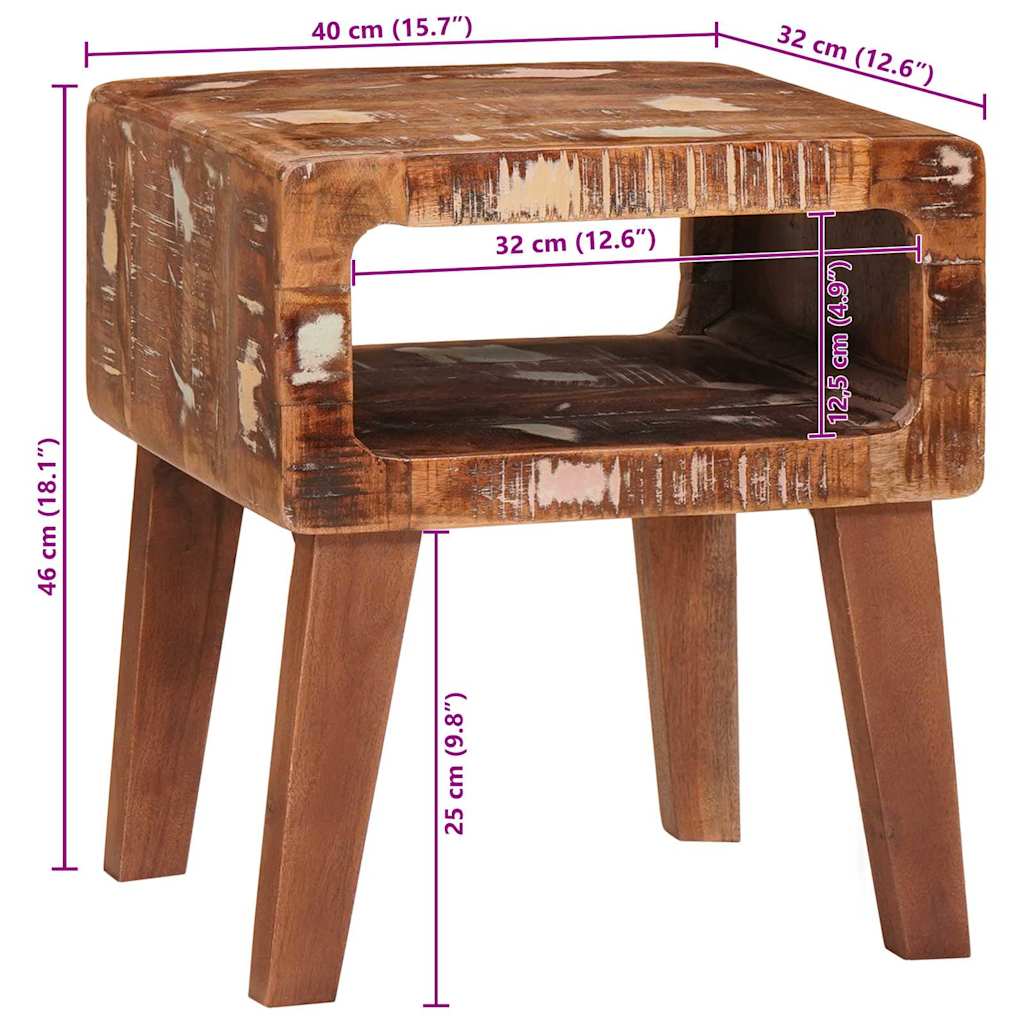 Tavolino Marrone 40 x 32 x 46 cm Legno Recuperato Massello | homemem39