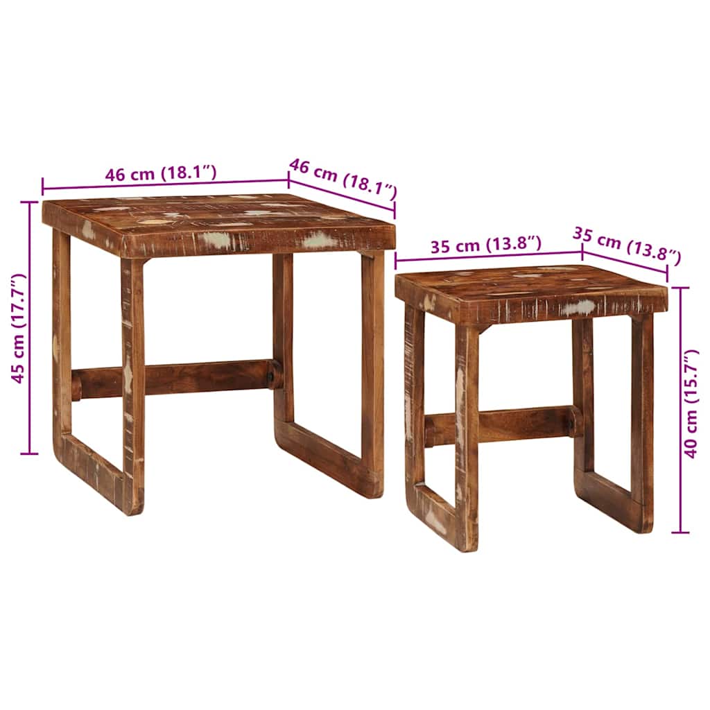 Tavoli da annidamento 2 pcs Marrone Legno Recuperato Massello | homemem39