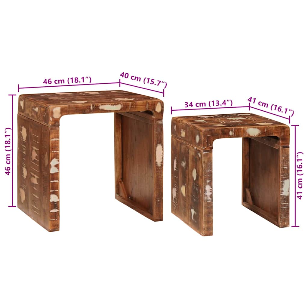 Tavoli da annidamento 2 pcs Marrone Legno Recuperato Massello | homemem39