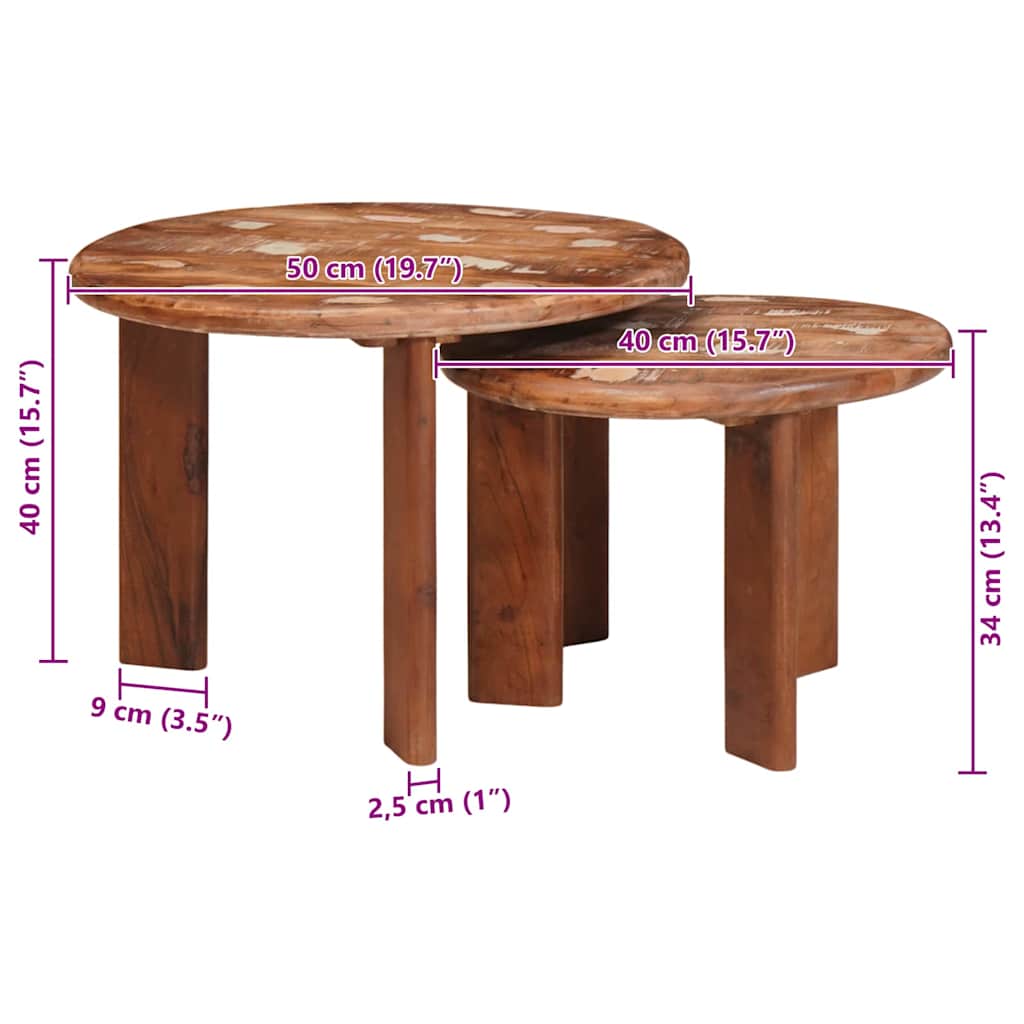Tavoli da Caffè Nido 2 pcs Multicolore Legno massello riciclato | homemem39