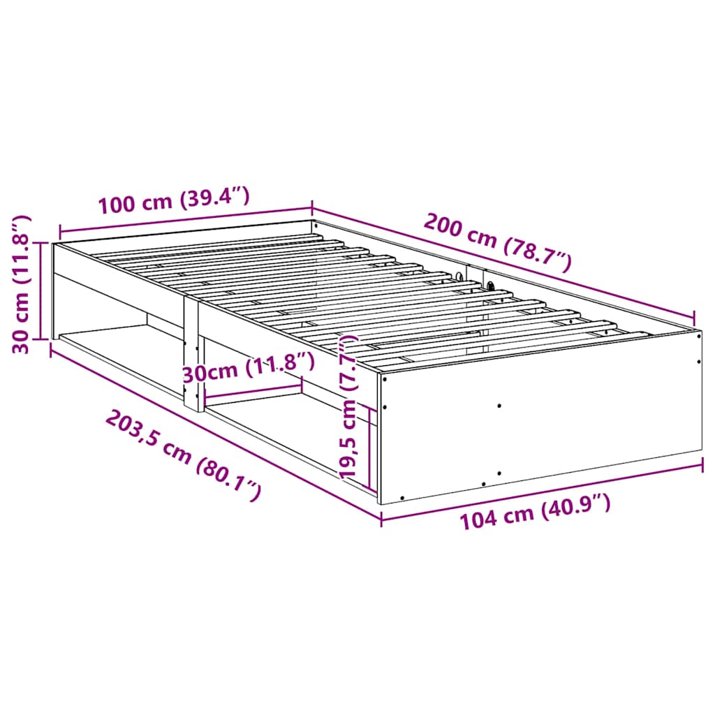 Dormeuse senza Materasso Bianco 100x200 cm Legno Massello Pino | homemem39