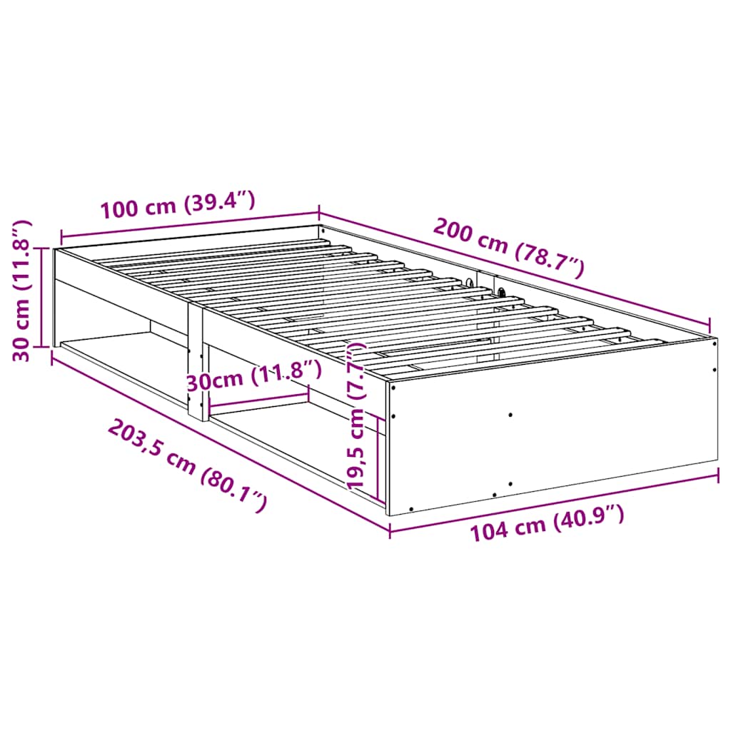 Dormeuse senza Materasso Marrone Cera 100x200 cm Legno di Pino | homemem39