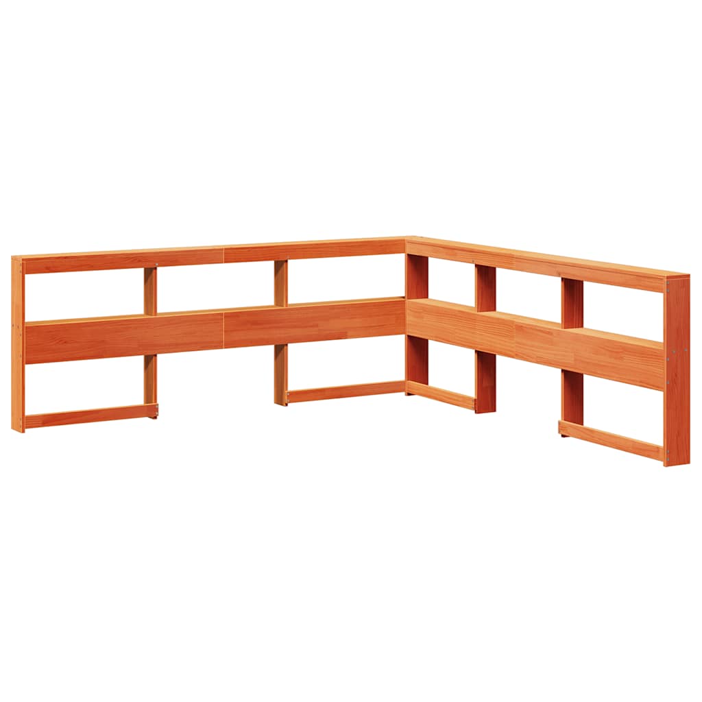 Testiera Libreria a L Marrone Cera 180cm Legno Massello di Pino