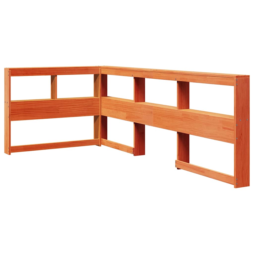 Testiera Libreria a L Marrone Cera 90 cm Legno Massello di Pino