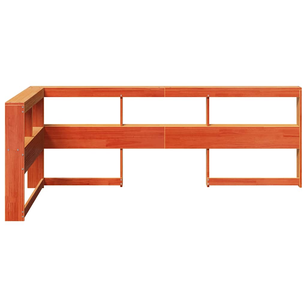 Testiera Libreria a L Marrone Cera 90 cm Legno Massello di Pino