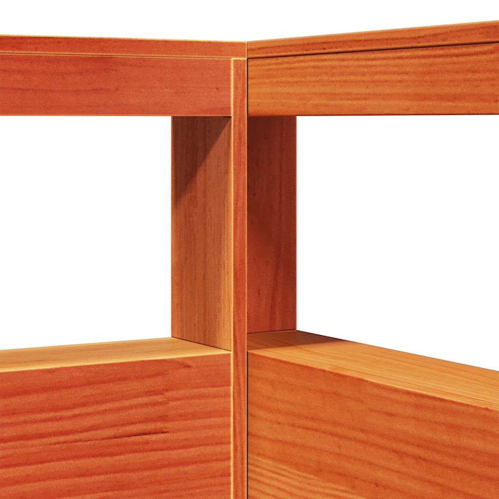 Testiera Libreria a L Marrone Cera 90 cm Legno Massello di Pino