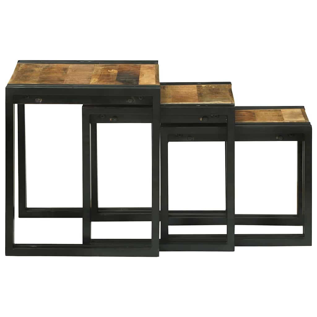 Tavolo Nesting 3 pcs Legno massello di mango ruvido