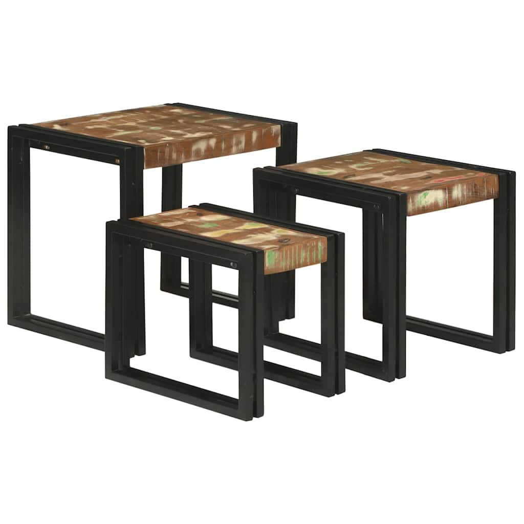 Tavoli da annidamento 3 pcs Legno massello di recupero