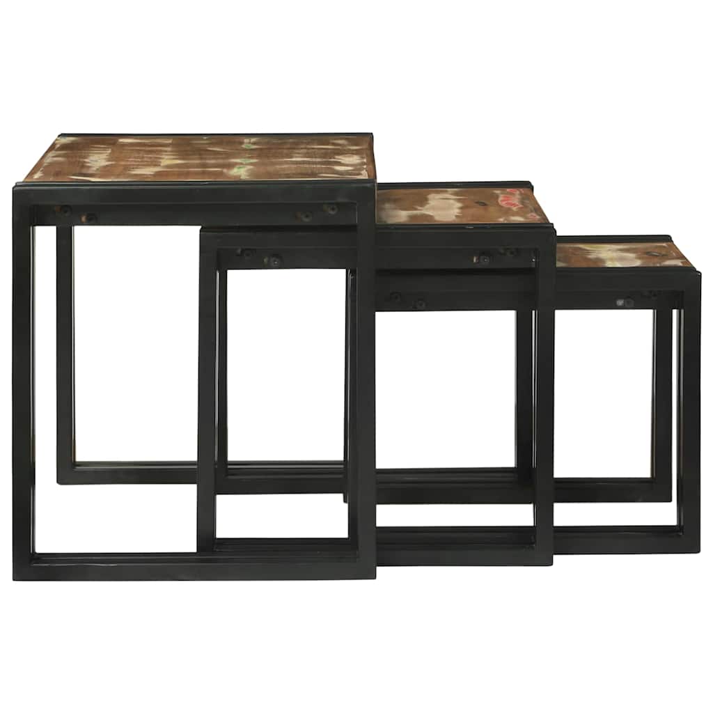 Tavoli da annidamento 3 pcs Legno massello di recupero