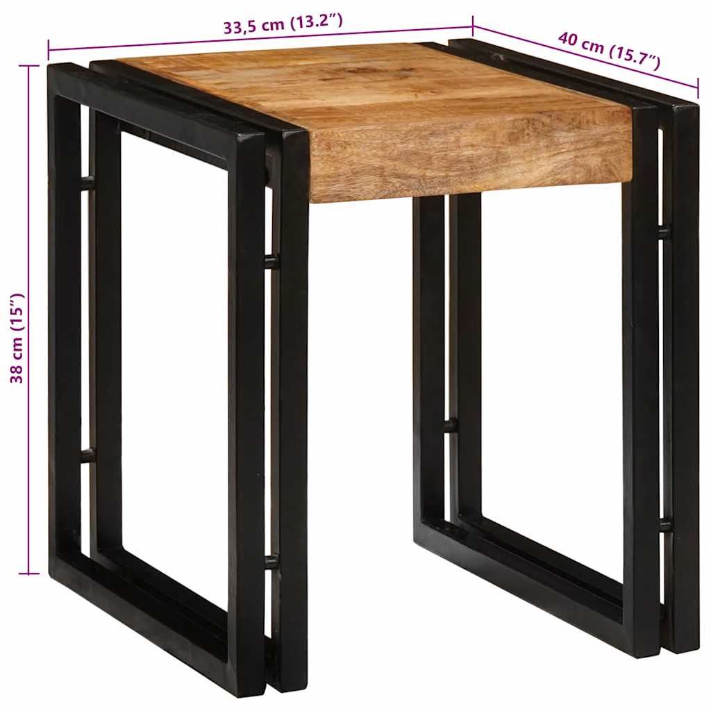 Tavolo Nesting 3 pcs Legno di mango grezzo solido e un metallo