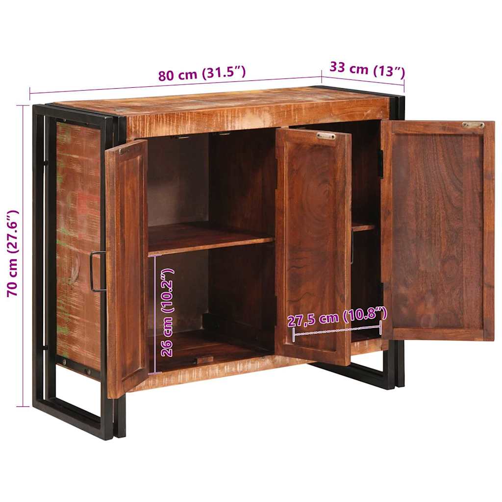Credenza con porte Marrone Legno Recuperato Massello e Metallo
