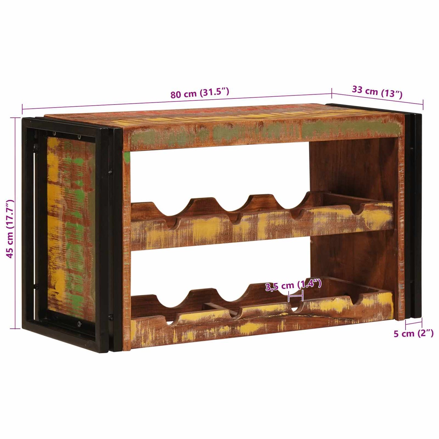 Portabottiglie Marrone 80 x 45 x 33 cm Legno massello riciclato | homemem39