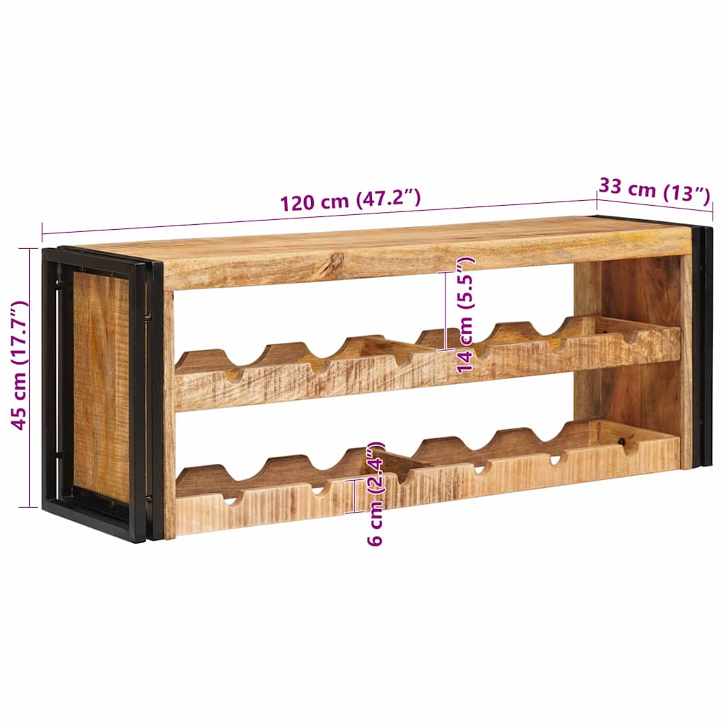 Portabottiglie 100 x 45 x 33 cm Legno di Mango Grezzo Massiccio