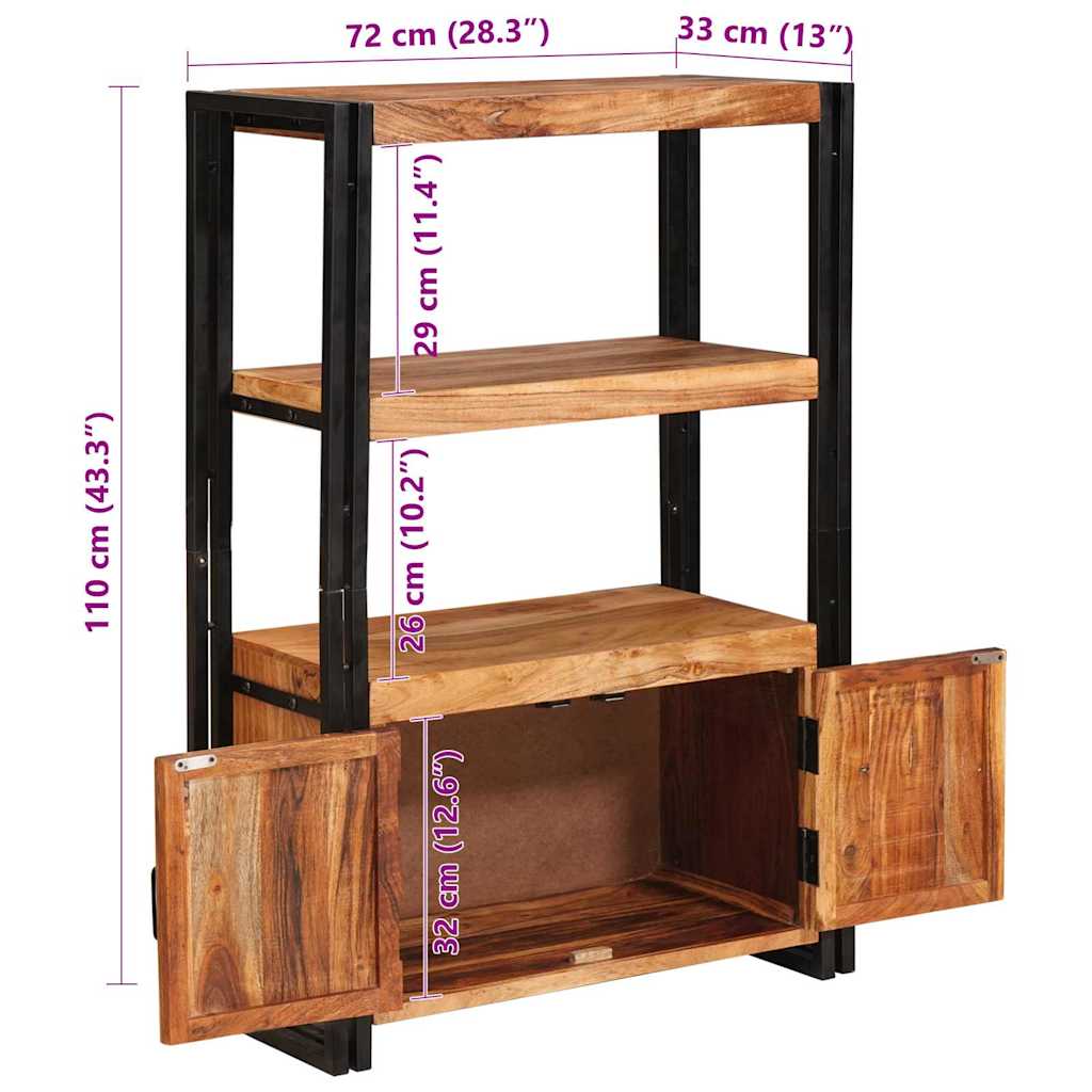Libreria con Porte Marrone Legno massello di acacia e metallo | homemem39