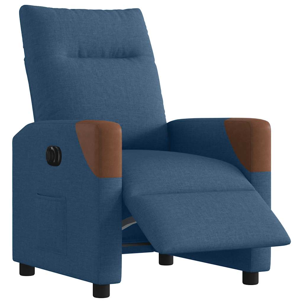 Poltrona Reclinabile Elettrica Blu in Tessuto