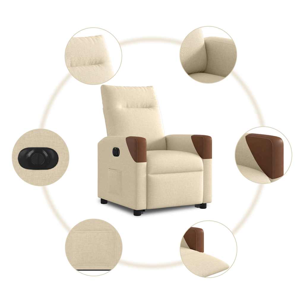 Poltrona Alzapersona Reclinabile Elettrica Crema in Tessuto | homemem39
