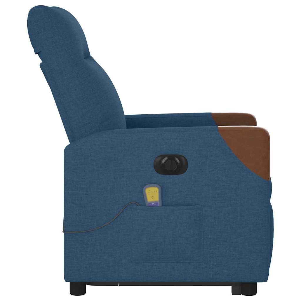 Poltrona Alzapersona Massaggi Elettrica Reclinabile Blu Tessuto
