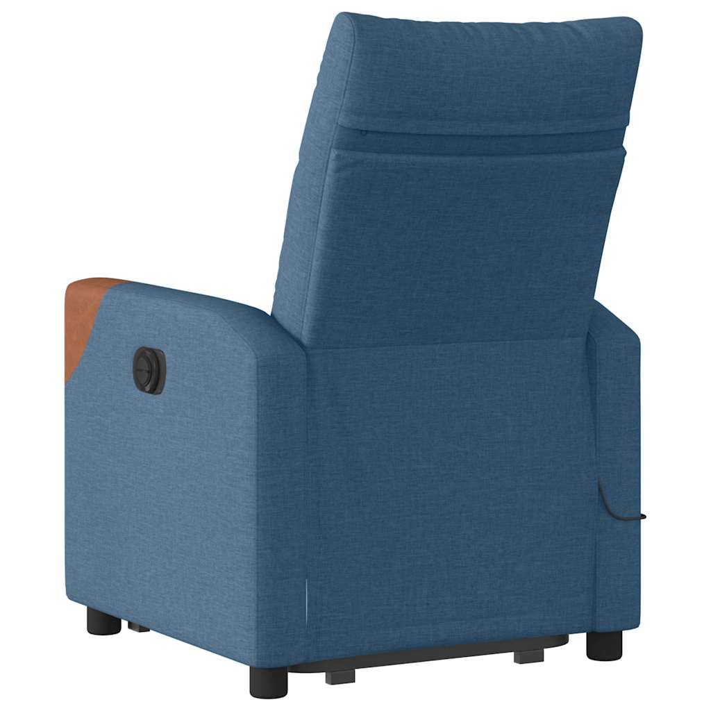 Poltrona Alzapersona Massaggi Elettrica Reclinabile Blu Tessuto