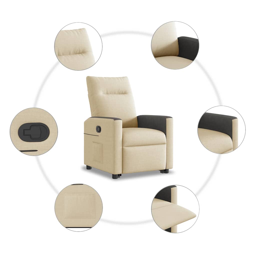 Poltrona Alzapersona Reclinabile Crema in Tessuto - homemem39
