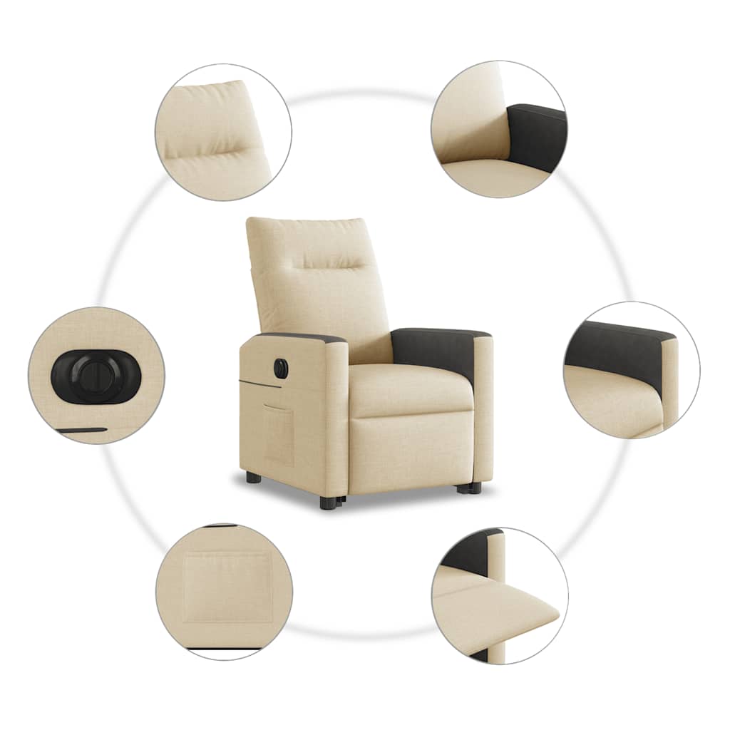Poltrona Alzapersona Reclinabile Elettrica Crema in Tessuto - homemem39