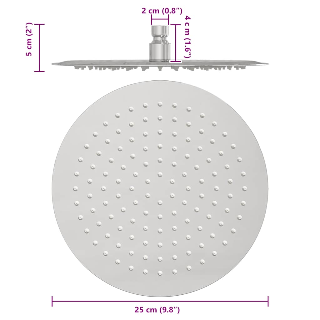 Testa Doccia a Pioggia in Acciaio Inox 304 25 cm Rotonda - homemem39