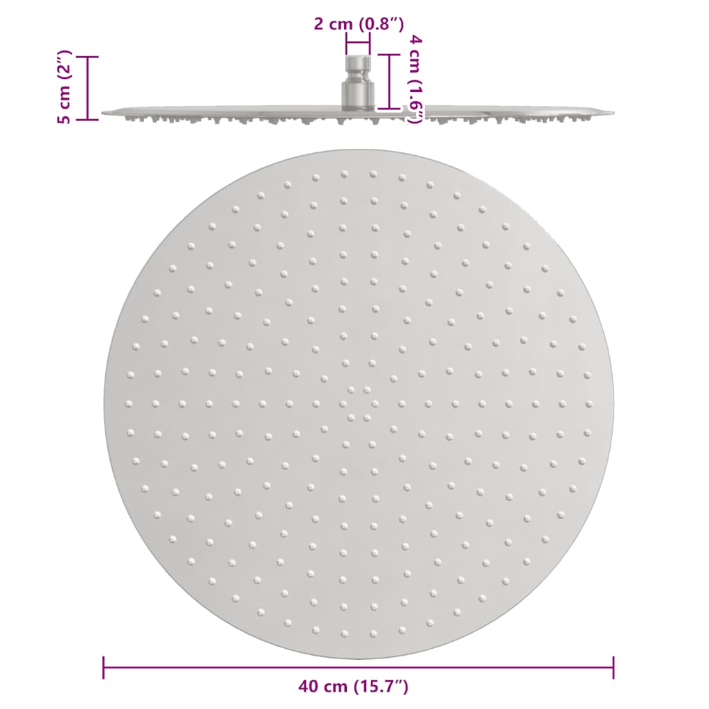 Testa Doccia a Pioggia in Acciaio Inox 304 40 cm Rotonda - homemem39