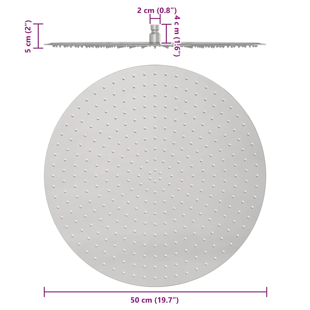 Testa Doccia a Pioggia in Acciaio Inox 304 50 cm Rotonda - homemem39
