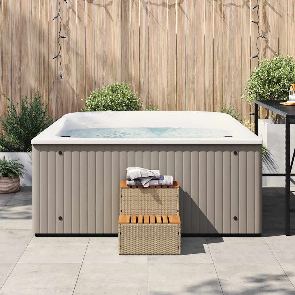 Bordo per Vasca Idromassaggio Beige Polyrattan&Massello Acacia - homemem39