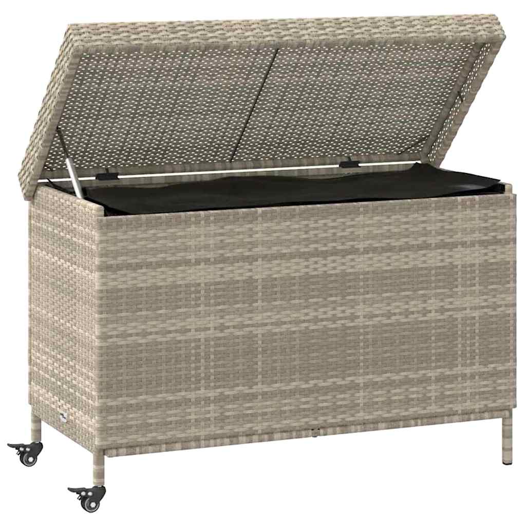Contenitore da Giardino con Ruote Grigio Chiaro Polyrattan - homemem39