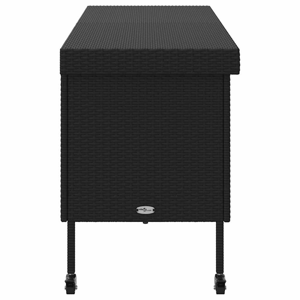 Contenitore da Giardino con Ruote Nero 160x55x75 cm Polyrattan - homemem39