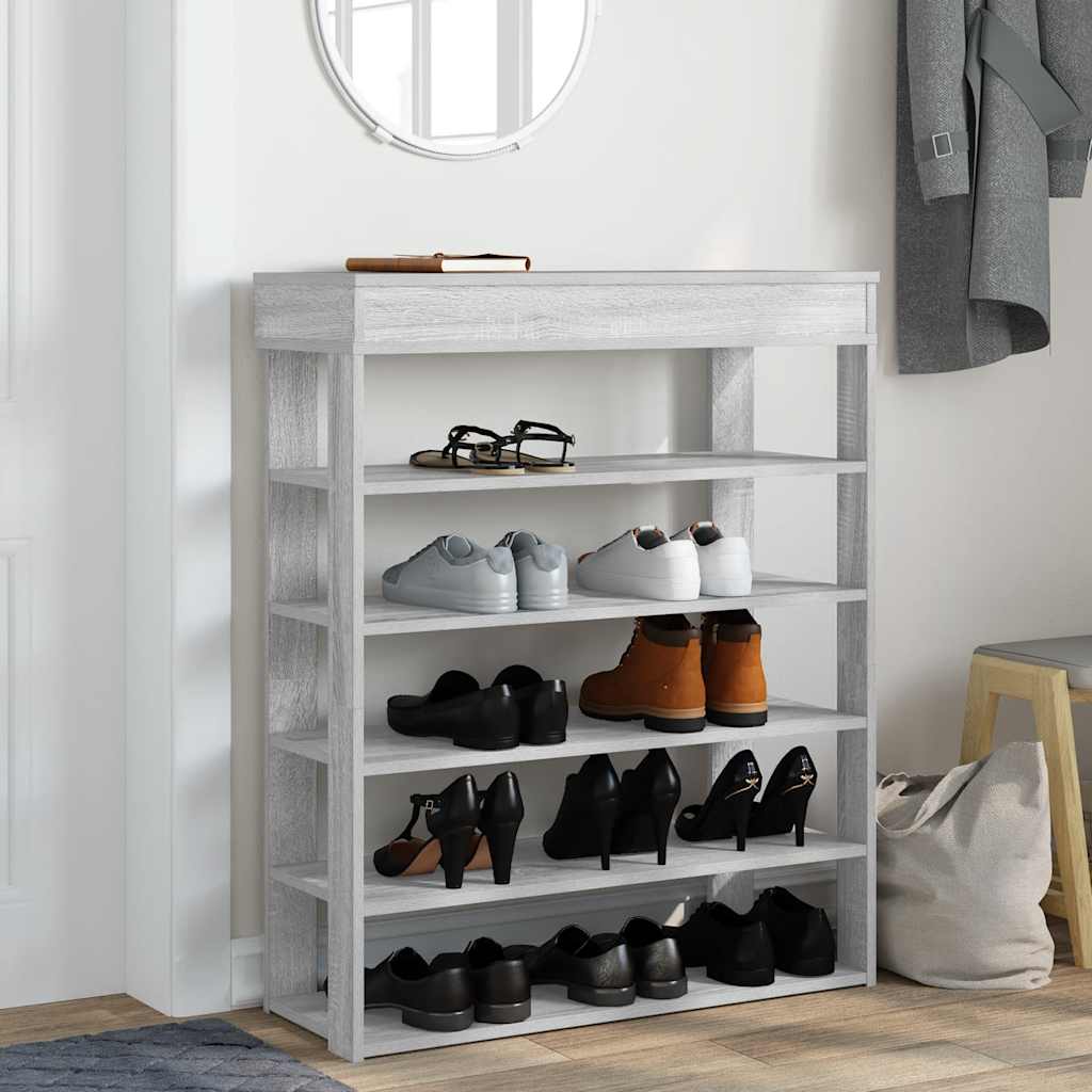 Scarpiera Grigio Sonoma 80x30x98 cm in Legno Multistrato