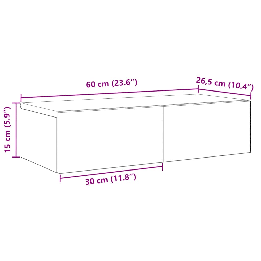 Scaffale a Parete con Cassetti Bianco 60x26,5x15 cm Truciolato