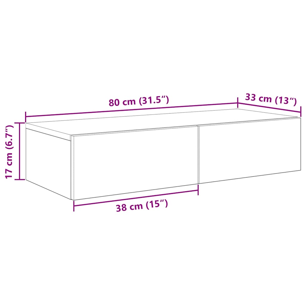 Scaffale a Parete con Cassetti Sonoma 80x33x17 cm in Truciolato | homemem39